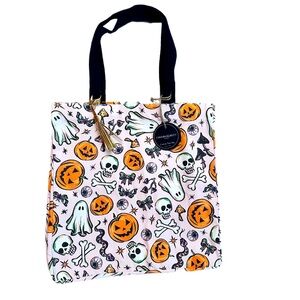 CYNTHIA ROWLEY ~ Large Halloween Print Canvas Tote Bag Multicolor
